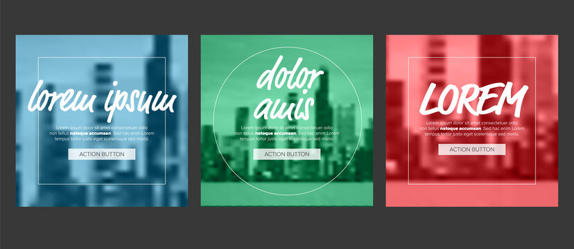 Set of Social media templates with button and photo