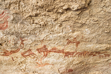 Prehistoric cave drawing in the Ennedi Massif, Chad, Africa