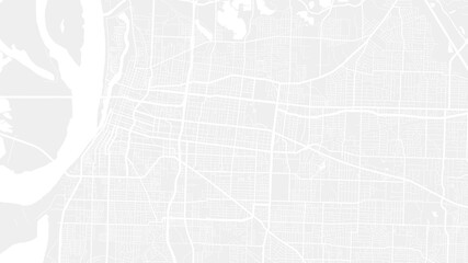 Light grey and white Memphis city area vector background map, streets and water cartography illustration.