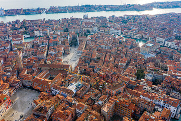 Obraz premium Top view of the old venitian roofs and the grand canal, Venice, Italy