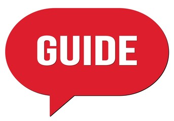 GUIDE text written in a red speech bubble