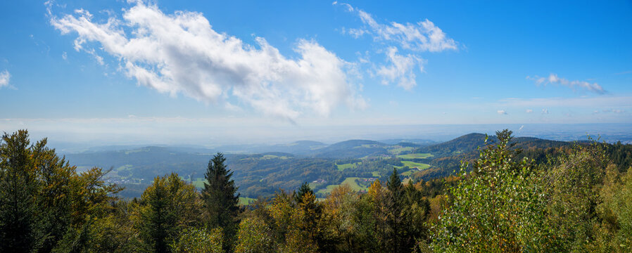 beautiful lookout from Gessingerstein to the surroundings of Deggendorf, lower bavaria