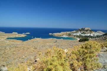 lindos in rhodes island in greece