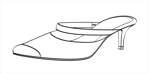 Shoes vector mule sketch icon isolated on white background. 