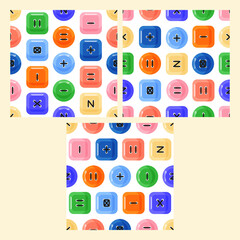 Set of patterns with clothing buttons.