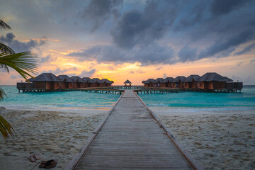 Fototapeta premium sunset on the beaches of maldives
