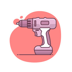 Cordless drill icon vector illustration in monoline - line art style