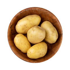 Potatoes in a bowl isolated over white background