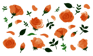 オレンジのお花のベクターイラスト