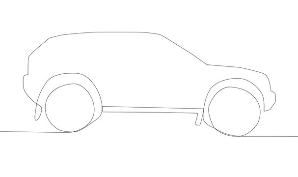 continuous line drawing of motor car. illustration auto