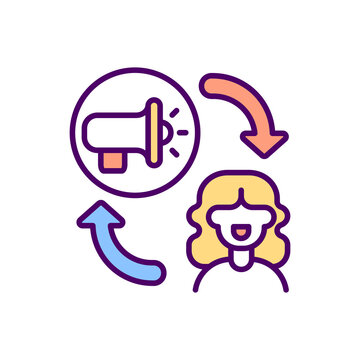 Influencer Marketing RGB Color Icon. Exclusive Product Preview To Loyal Consumers. Content To Social Media. Audience Targeting. Marketing Customer Satisfaction. Isolated Vector Illustration