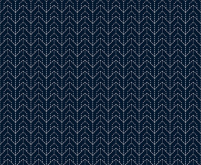 Abstract . Sashiko seamless pattern. line white on indigo background. design for pillow, print, fashion, clothing, fabric, gift wrap.  Vector.