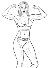 Strong powerful female illustration artwork character