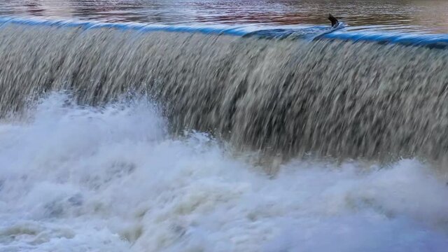 A beautiful shot of flowing Weser River in Hameln, Germany in 4K