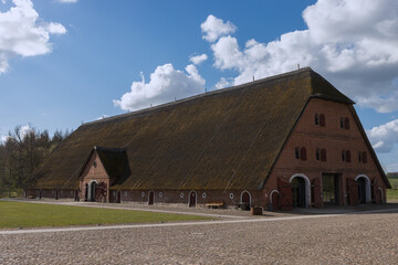 Giant thatched barn at the Hasselburg manor estate.