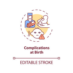 Complications at birth concept icon. Hearing loss cause idea thin line illustration. Viral infections during pregnancy. Birth defects. Vector isolated outline RGB color drawing. Editable stroke