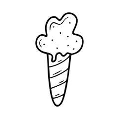 Hand drawn ice cream isolated on a white background. Doodle, simple outline illustration. It can be used for decoration of textile, paper.