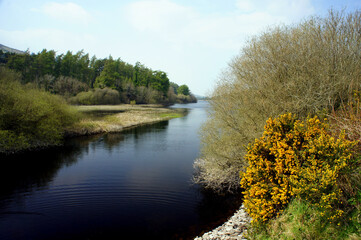 Spring day at the Bohernabreena reservoir. Ireland.
