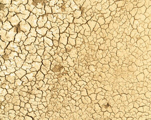 Mudflat cracked desert barren surface for natural background, layer, wallpaper, photo effect. Multicoloured drought effects of global warming
