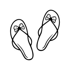 Hand drawn beach flip-flops isolated on a white background. Doodle, simple outline illustration. It can be used for decoration of textile, paper.