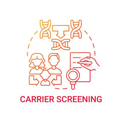 Carrier screening red gradient concept icon. Diagnostics for inherited illness for children health. Genetic disease idea thin line illustration. Vector isolated outline RGB color drawing