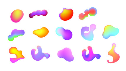 Fototapeta premium Abstract Set Liquid Color Collection Geometric Shapes Fluid Gradient Dynamic Elements Banner Logo Vector Desgin Style Trendy