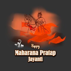 Vector illustration concept of Maharana Pratap Jayanti.