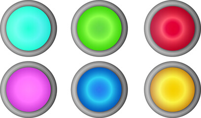 Multi-colored buttons with metal edges 