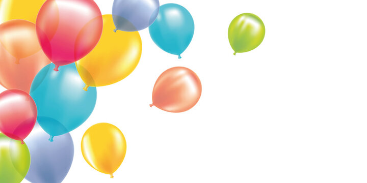 Color Ballons on a white backgroud - Design banner for party and celebration