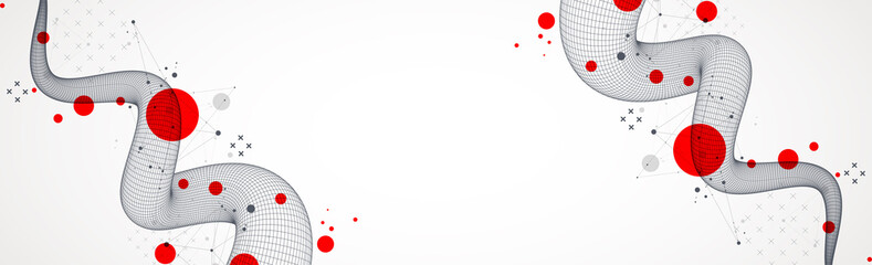 Modern science or technology art background. Vector wireframe tentacle.