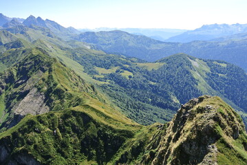 Fototapeta na wymiar Trekking in the mountains of the North Caucasus. Aibga ridge