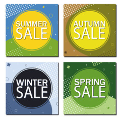 summer, autumn, winter and spring sale poster in bright colors