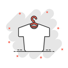 Fototapeta premium Tshirt icon in comic style. Casual clothes cartoon vector illustration on white isolated background. Polo wear splash effect business concept.