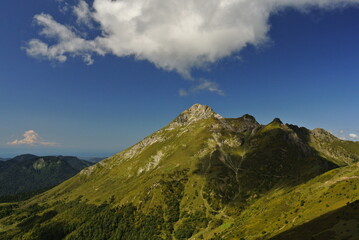 Trekking in the mountains of the North Caucasus. Aibga ridge