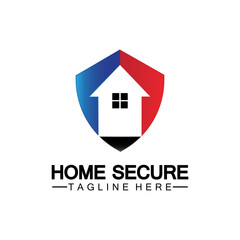 Home secure logo, smart house logo design,Home protection logo design template. Vector shield and house logotype illustration.