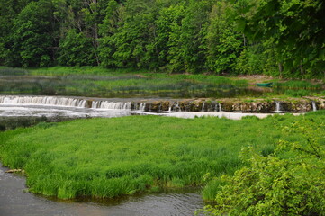 Fototapeta na wymiar Ventas Rumba Waterfall on the Venta river. Kuldiga, Latvia