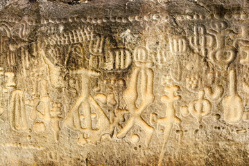Monolith of great tourist and anthropological importance for having rock inscriptions in low relief of mysterious origin located in Inga, Paraiba, Brazil on February 18, 2008.
