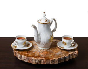Elegant coffee set on an exclusive tray