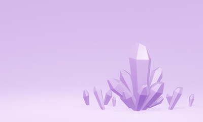 3D rendered purple crystal. Amethyst quartz.