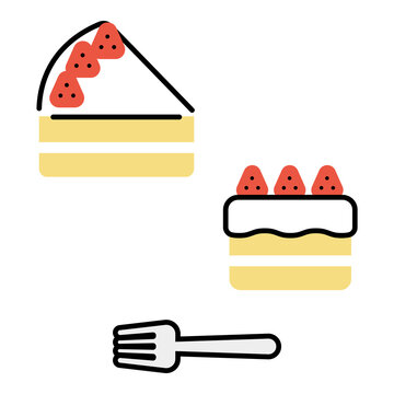 シンプルないちごのショートケーキ&フォーク