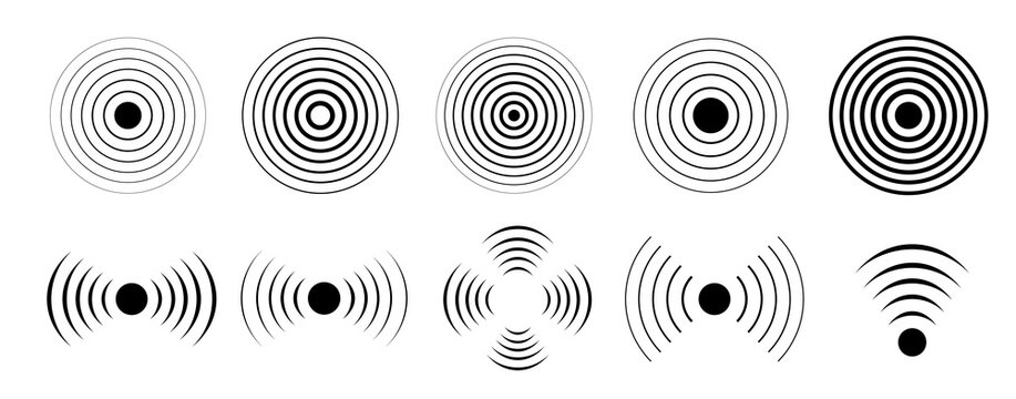 Sonar sound waves icon set. Vector.