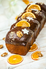 Panettone is an Italian type of sweet bread. Freshly baked sweet braided bread. Eastern European freshly baked dessert