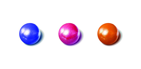 Vector Colorful Spheres, 3D Icons Set Isolated on White Background, Realistic Pearls, Candy Colors.
