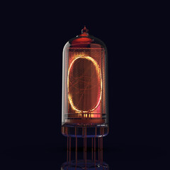 Nixie tube digits font (3d illustration)