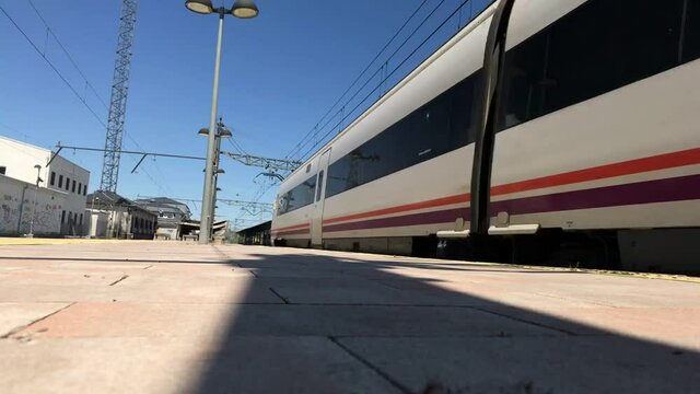 Inter-urban electric train arriving at the Avila's train station
