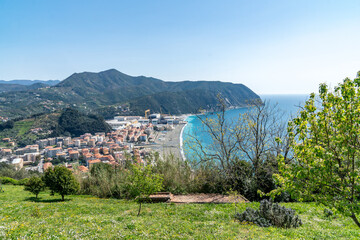 view from the top of the beach of Riva Trigoso, fraction of Sestri Levante
