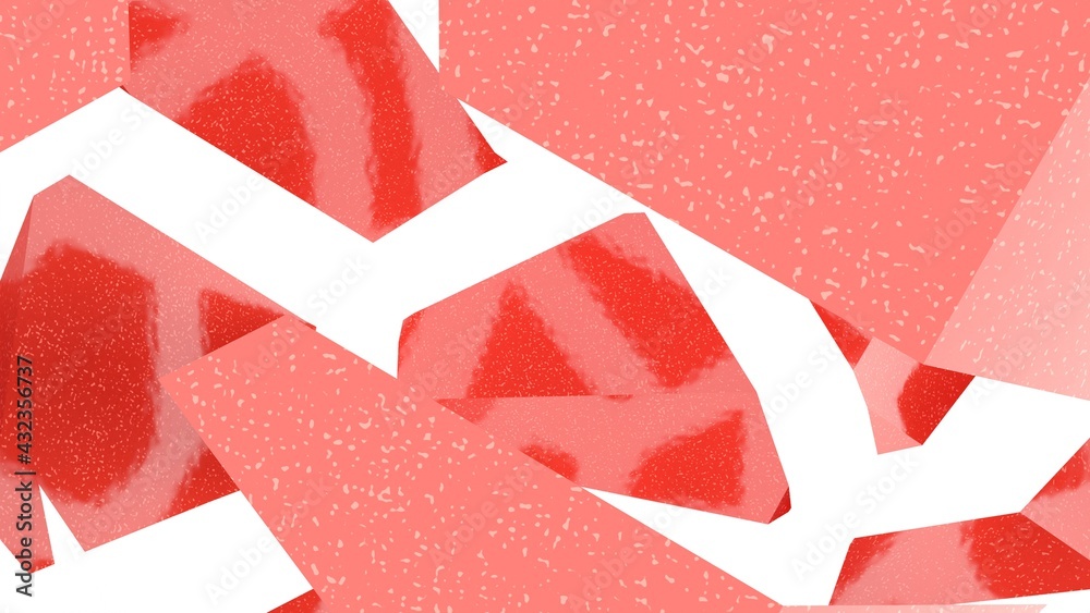 Poster abstract red-white background from polygons with a gradient. lines and planes. rendering an image. d