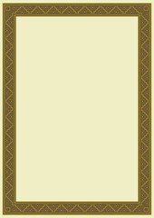 Ethnic geometric rectangular frame. American Indian style. A3, A4 page format. 