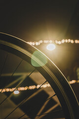 road bike wheel with night lights, spring