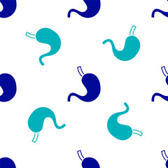 Fototapeta premium Blue Human stomach icon isolated seamless pattern on white background. Vector